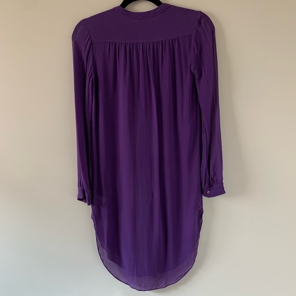 Aritzia Babaton Shirt Dress Button Down front Silk Long sleeve Purple Size XXS - Picture 10 of 16